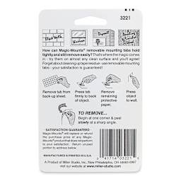 Removable Mounting Tabs - 1/2" x 1/2", Pkg of 160 back of package