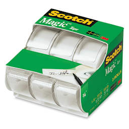 Scotch Magic Transparent Tape - Top angled view of 3 3/4" Tapes in dispensers packaged together 