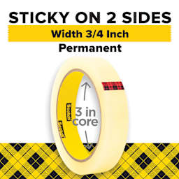 Sticky on 2 Sides, Width 3/4 Inch, Permanent, 3 In Core