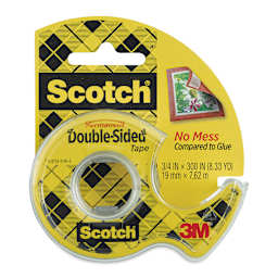 Scotch Permanent Double-Sided Tape - 3/4" x 300", front of the packaging in dispenser