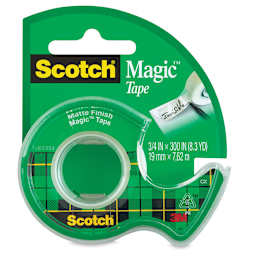 Scotch Magic Transparent Tape - Side view of small package of 3/4" Tape in dispenser 
