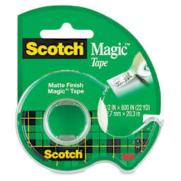 Scotch Magic Transparent Tape - Side view of package of 1/2" Tape in dispenser 