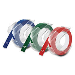 Dymo Xpress Embossing Label Maker - Blue, Green, Red rolls of label tape
