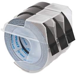 Dymo Xpress Embossing Label Maker - Side view of 3 Black Label tapes
