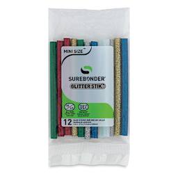 Surebonder All-Temp Mini Glitter Glue Sticks - Front of 12 pc package shown
