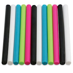 All-Temp Colored Mini Glue Sticks - 12 multi-colored sticks in vertical row
