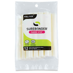Surebonder Fabric Stik All-Temp Hot Glue Sticks - 4", Pkg of 12 (Front of packaging)