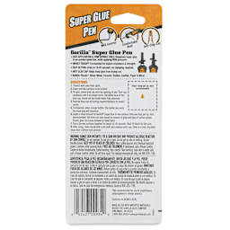 Gorilla Super Glue - Pen, 0.2 oz (Back of package)