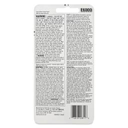 E6000 Industrial Strength Contact Adhesive - Precision Tips, back of packaging