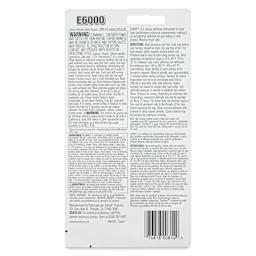 E6000 Industrial Strength Contact Adhesive - 3.7 oz, back of packaging