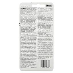 E6000 Jewelry & Bead Industrial Strength Contact Adhesive - 1 oz, back of packaging