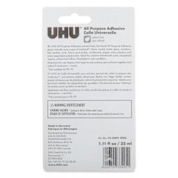 UHU Solvent Free All Purpose Adhesive - 1.11 oz - back of packaging