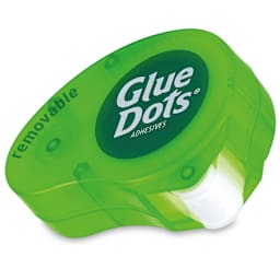 Glue Dots Removable Glue Dots - 3/8", Dispenser with 200 pre-loaded dots (close-up of dispenser)