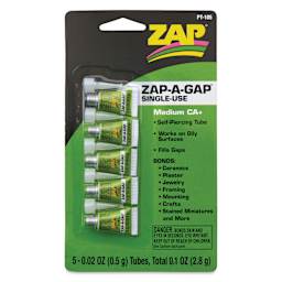 Zap-A-Gap CA+ Adhesive - Single-Use, 0.02 oz, Pkg of 5 - front of packaging