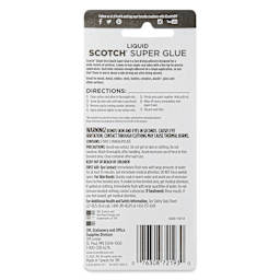 Scotch Super Glue - Single-Use, Pkg of 4, 0.017 oz - back of packaging