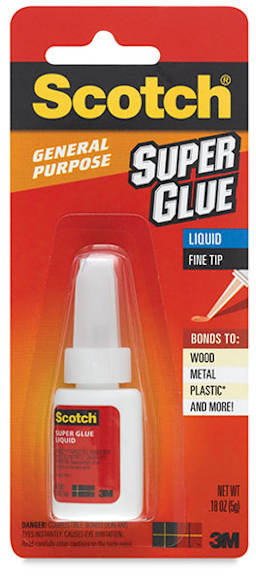 Scotch General Purpose Super Glue - Front of blister package of 5 gm bottle of Super Glue
