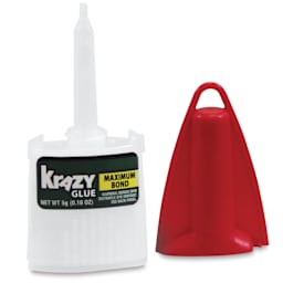 Krazy Glue Max Bond Super Glue - 5 gram tube shown uncapped with top adjacent