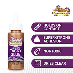 Holds on contact, super-strong adhesion, nontoxic, dries clear.