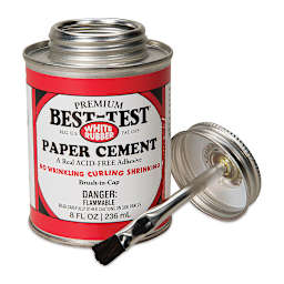 Best-Test Acid-Free Paper Cement - 8 oz with lid off