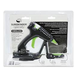 Surebonder Specialty Series Mini Cordless High Temp Glue Gun, back of the packaging