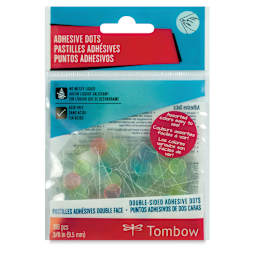 Tombow Color Adhesive Dots - Frontof package of Assorted Color Dots
