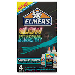 Elmer's Glow in the Dark Slime Kit, Natural and Blue Colors - Front of package  