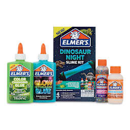 Elmer's Dinosaur Night Slime Kit - Components of Kit with package