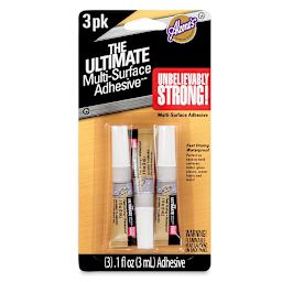 Aleene's The Ultimate Multi-Surface Adhesive - Front of blister package of Three small Tubes