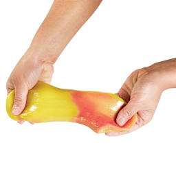 Elmer's Color Changing Glue - Hands pulling Yellow/Red Slime made with Glue