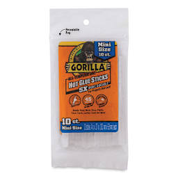 Gorilla Glue All-Temp Mini Hot Glue Sticks - Front view of package of 10 Glue Sticks