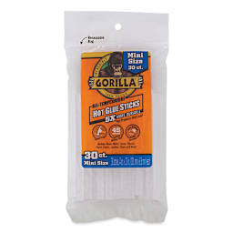 Gorilla Glue All-Temp Mini Hot Glue Sticks - Front view of package of 30 Glue Sticks