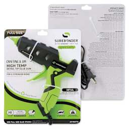 Surebonder Specialty Series High Temp Glue Gun, front and back of packaging. 