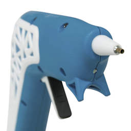 Studio Designs Cordless Glue Gun - Blue and White w/ Web Grip - close-up of front