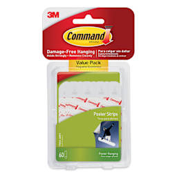 Command Adhesive Poster Strips - Front view of blister package of 60 strips