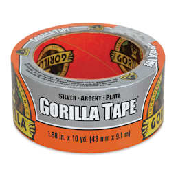Gorilla Tape - Front view of Silver roll in shrink wrap package