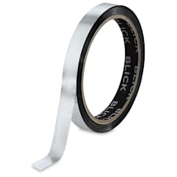 Blick Metallic Tape - Standing roll of Silver Metallic tape, slightly unrolled