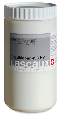 Lascaux Acrylic Adhesives - Front of bottle of 498HV Adhesive