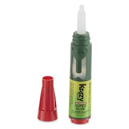 Krazy Glue All Purpose Super Glue - Front of uncapped Glue Pen with cap adjacent