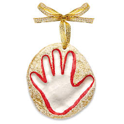 Keepsake Ornament Mini Kit - Partially painted Ornament showing Red outlined Hand
