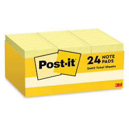 Post-it Notes - Pkg of 24, Canary Yellow, 1-3/8" x 1-7/8" front of packaging