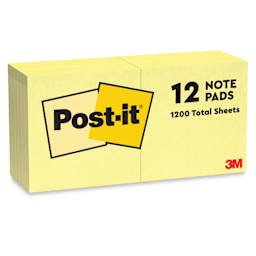Post-it Notes - Pkg of 12, Canary Yellow, 3" x 3" front of packaging