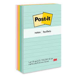 Post-it Notes - Pkg of 5, Beachside Cafe, Lined, 4" x 6" front of package