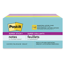 Post-it Super Sticky Notes - 1-7/8" x 1-7/8", Supernova Neons Collection, Blank, Pkg of 8, front of packaging