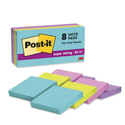 Post-it Super Sticky Notes - 1-7/8" x 1-7/8", Supernova Neons Collection, Blank, Pkg of 8