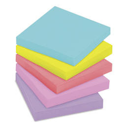 Post-it Super Sticky Notes - 3" x 3", Supernova Neons Collection, Blank, Pkg of 5, fanned out