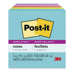Post-it Super Sticky Notes - 3" x 3", Supernova Neons Collection, Blank, Pkg of 5, front of packaging