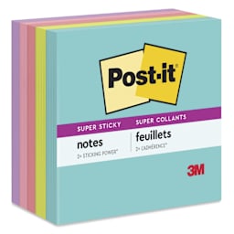 Post-it Super Sticky Notes - 3" x 3", Supernova Neons Collection, Blank, Pkg of 5