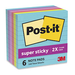 Post-it Super Sticky Notes - 4" x 4", Supernova Neons Collection, Lined, Pkg of 6, front of packaging
