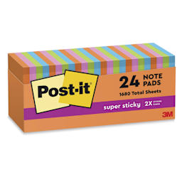 Post-it Super Sticky Notes - 3" x 3", Energy Boost Collection, Blank, Pkg of 24