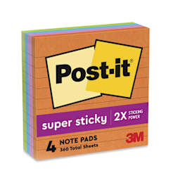 Post-it Super Sticky Notes - 4" x 4", Energy Boost Collection, Lined, Pkg of 4